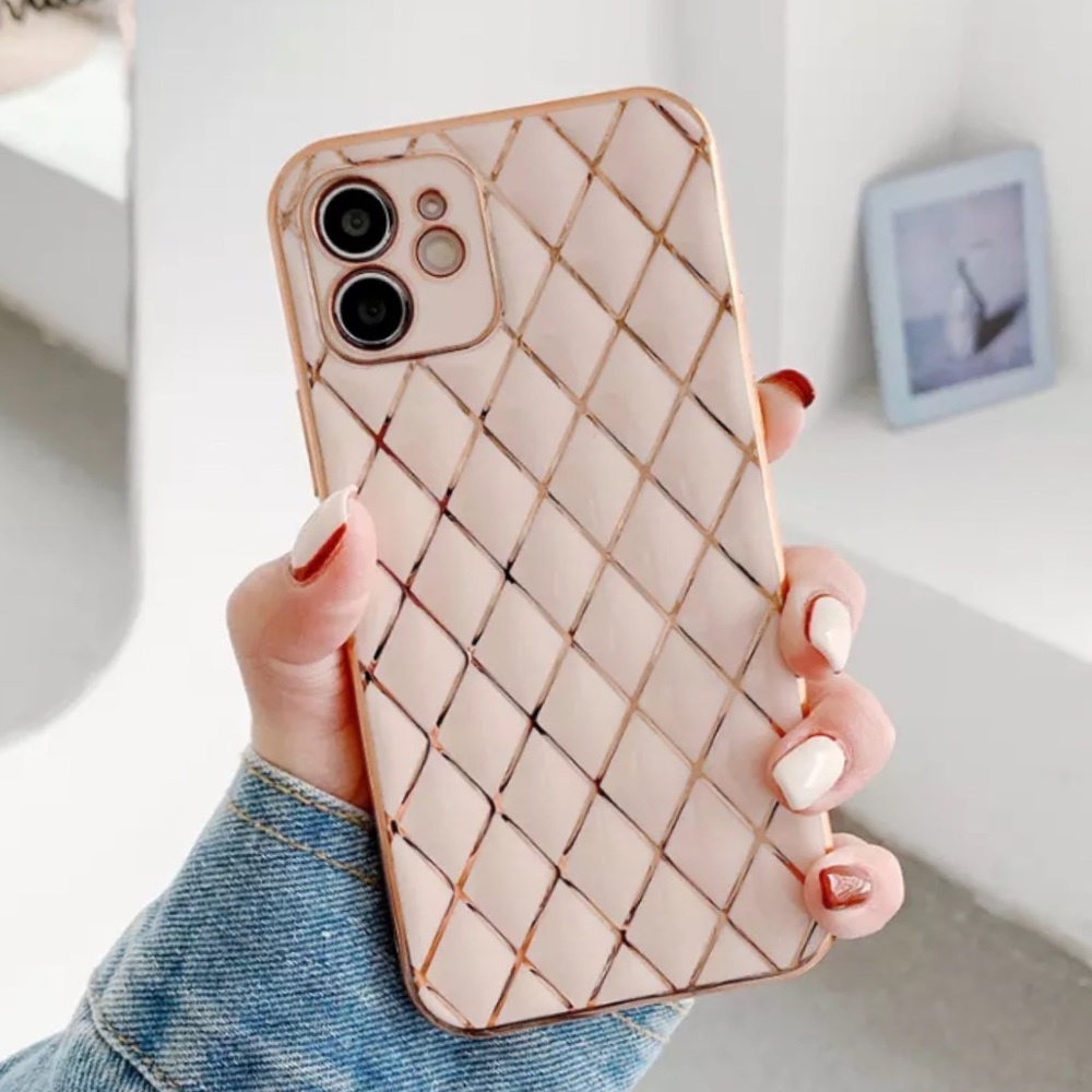 Luxury Pink and Gold Electroplated 3D Design iPhone Case